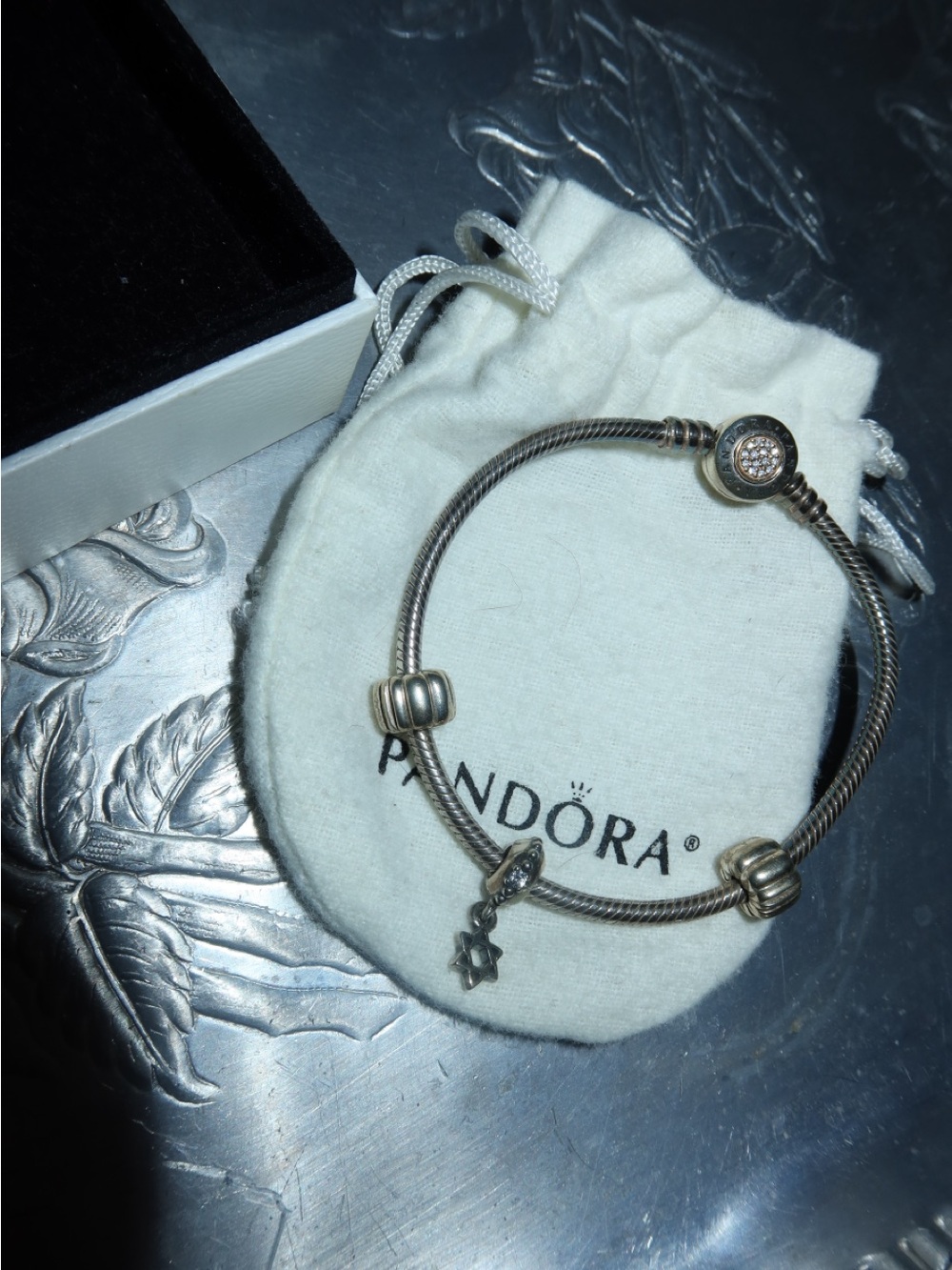 Pandora Sterling Silver bracelet with Star of David